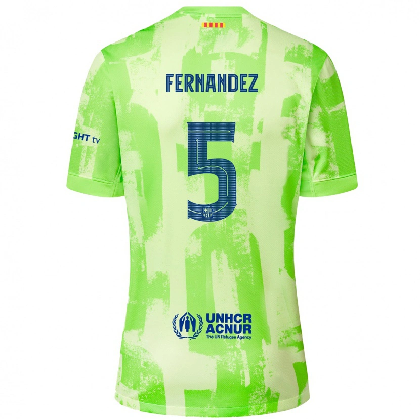 Danxen Donna Maglia Jana Fernández #5 Lime Kit Gara Third 2024/25 Maglietta