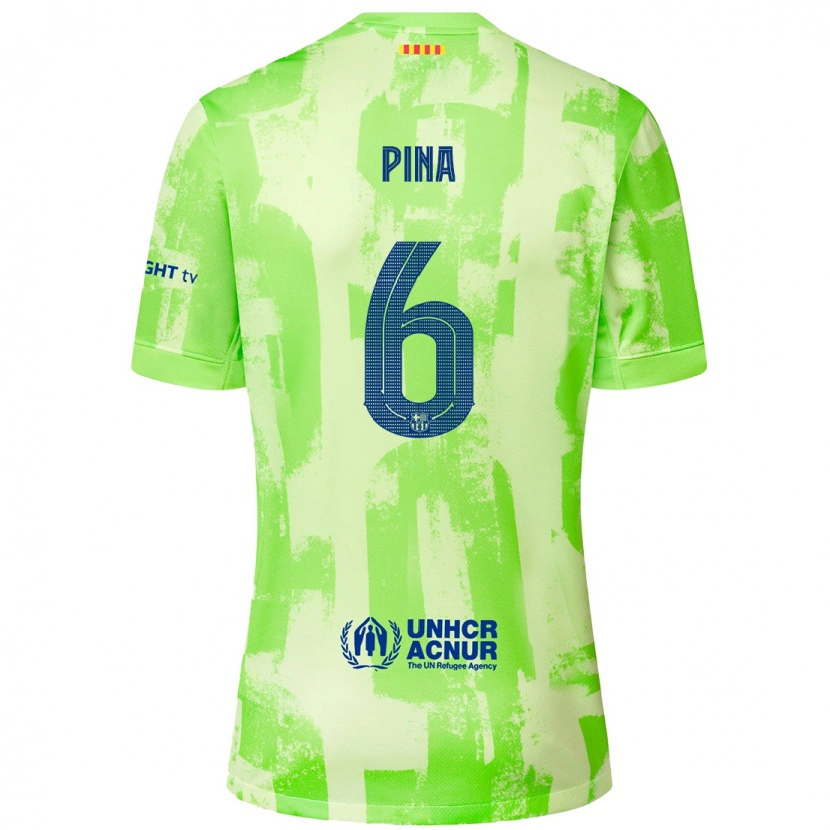 Danxen Donna Maglia Clàudia Pina #6 Lime Kit Gara Third 2024/25 Maglietta