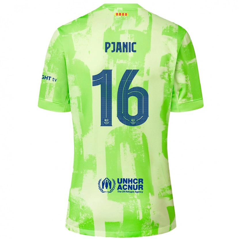 Danxen Donna Maglia Miralem Pjanic #16 Lime Kit Gara Third 2024/25 Maglietta
