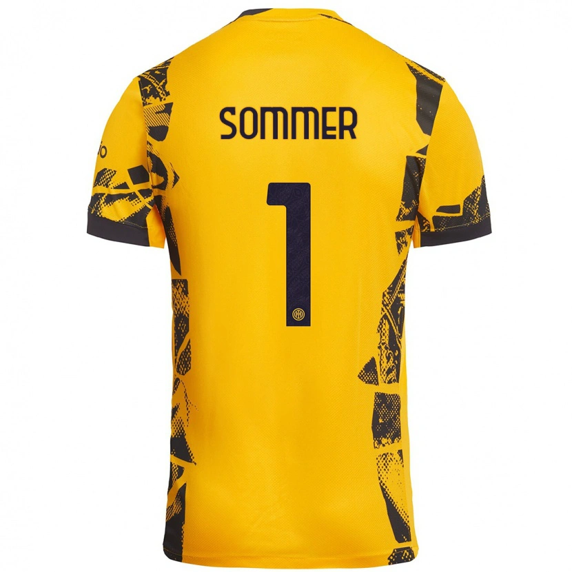 Danxen Donna Maglia Yann Sommer #1 Oro Nero Kit Gara Third 2024/25 Maglietta