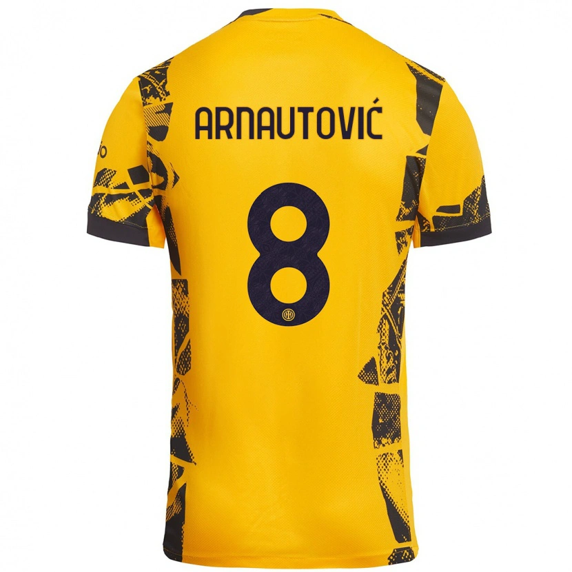 Danxen Donna Maglia Marko Arnautovic #8 Oro Nero Kit Gara Third 2024/25 Maglietta