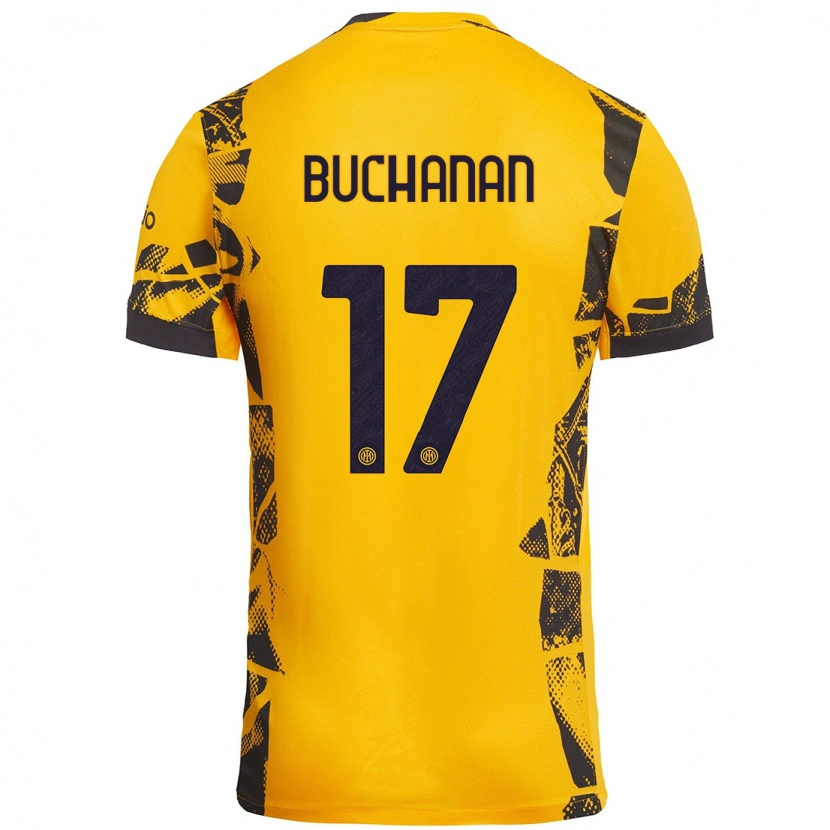 Danxen Donna Maglia Tajon Buchanan #17 Oro Nero Kit Gara Third 2024/25 Maglietta