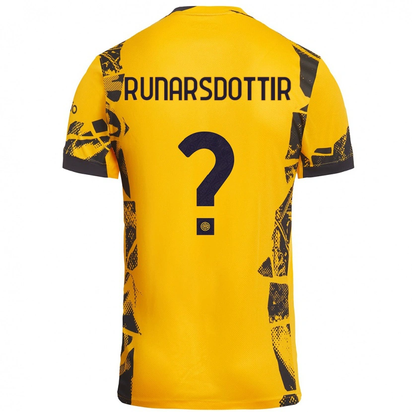 Danxen Donna Maglia Cecilía Rán Rúnarsdóttir #0 Oro Nero Kit Gara Third 2024/25 Maglietta