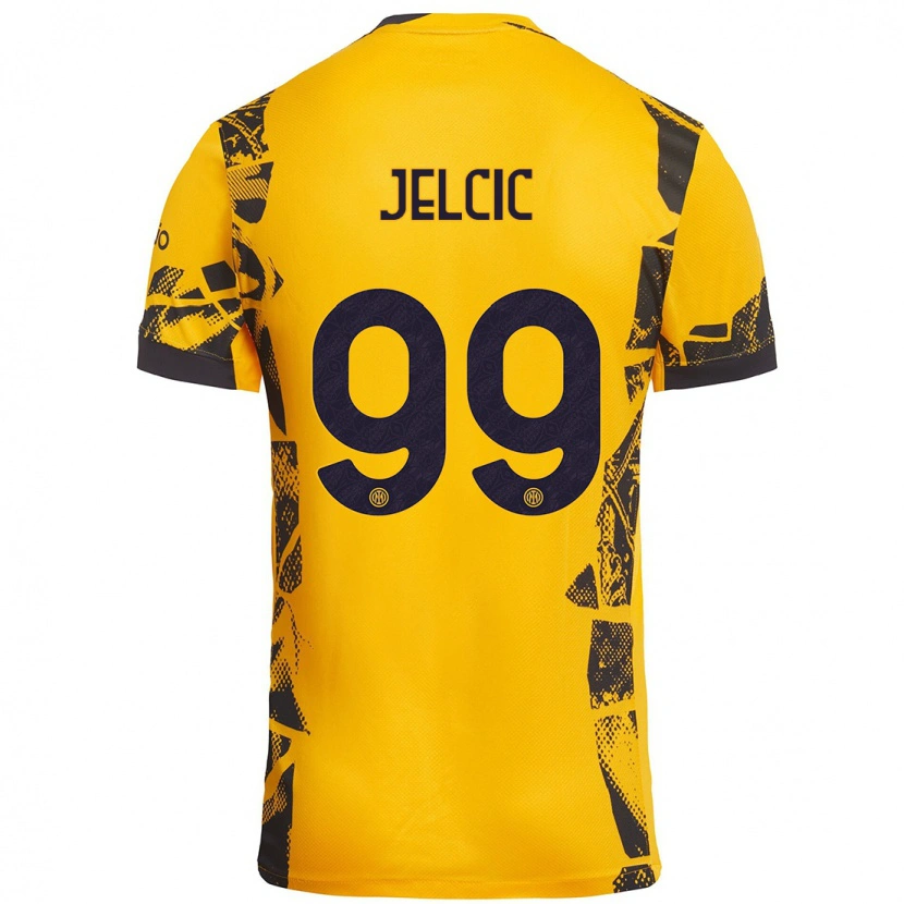 Danxen Donna Maglia Maja Jelčić #99 Oro Nero Kit Gara Third 2024/25 Maglietta