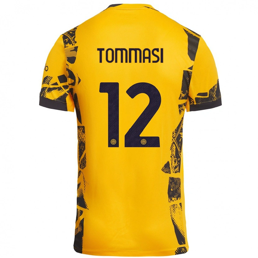 Danxen Donna Maglia Francesco Tommasi #12 Oro Nero Kit Gara Third 2024/25 Maglietta