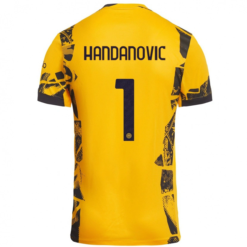 Danxen Donna Maglia Samir Handanovic #1 Oro Nero Kit Gara Third 2024/25 Maglietta