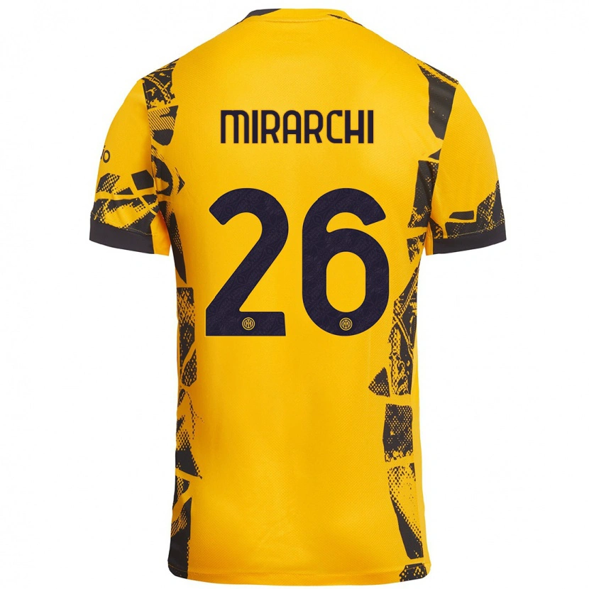 Danxen Donna Maglia Mattia Mirarchi #26 Oro Nero Kit Gara Third 2024/25 Maglietta