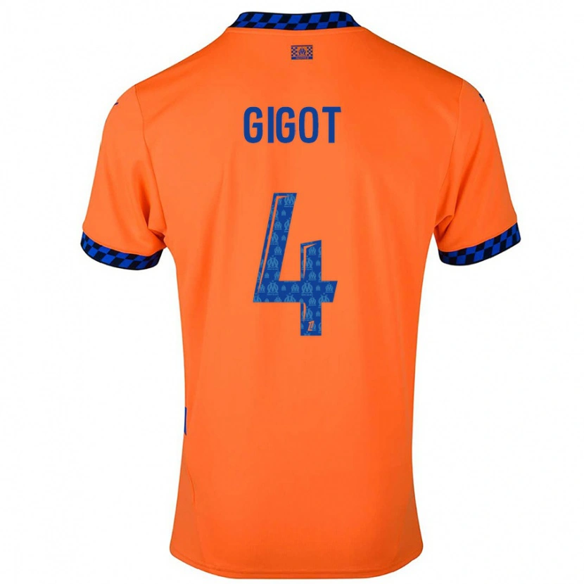 Danxen Donna Maglia Samuel Gigot #4 Arancione Blu Scuro Kit Gara Third 2024/25 Maglietta
