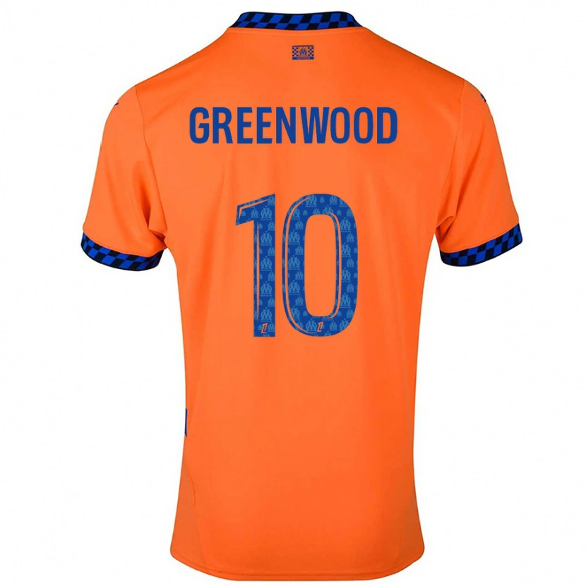 Danxen Donna Maglia Mason Greenwood #10 Arancione Blu Scuro Kit Gara Third 2024/25 Maglietta