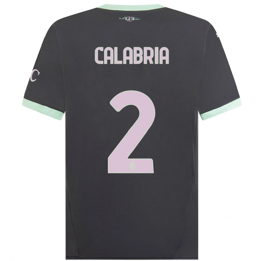 Danxen Donna Maglia Davide Calabria #2 Grigio Kit Gara Third 2024/25 Maglietta