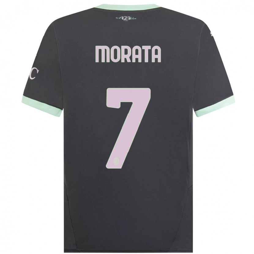 Danxen Donna Maglia Álvaro Morata #7 Grigio Kit Gara Third 2024/25 Maglietta