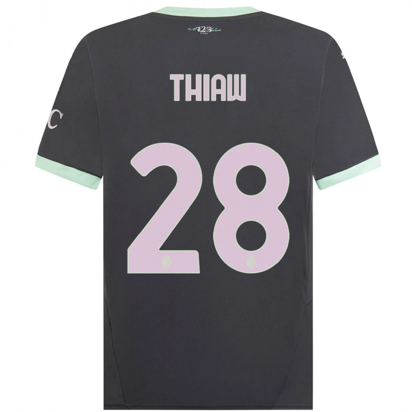 Danxen Donna Maglia Malick Thiaw #28 Grigio Kit Gara Third 2024/25 Maglietta
