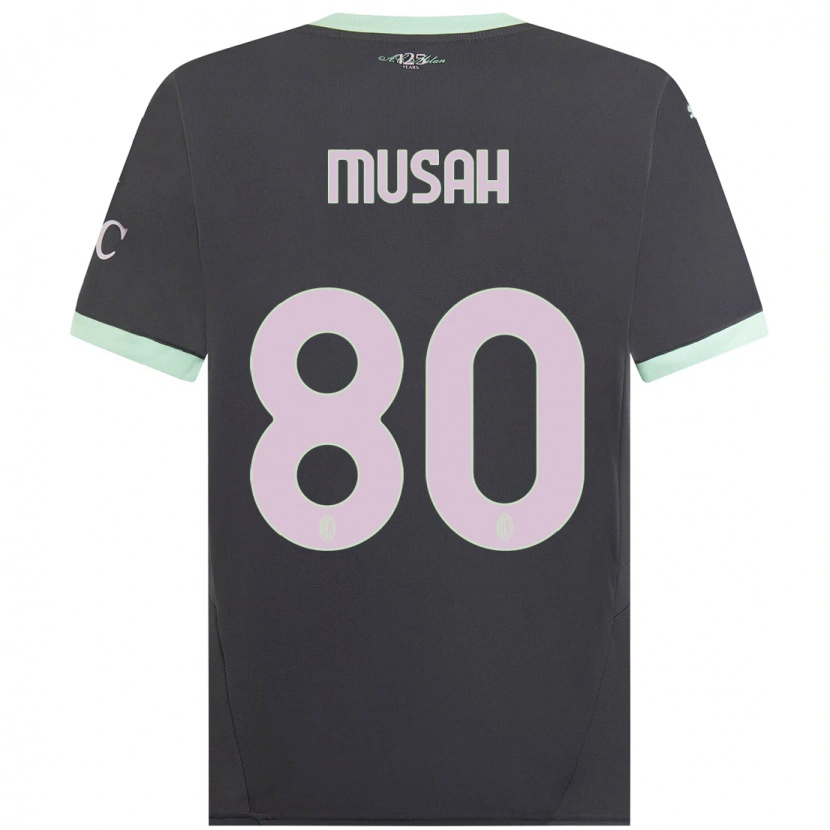 Danxen Donna Maglia Yunus Musah #80 Grigio Kit Gara Third 2024/25 Maglietta