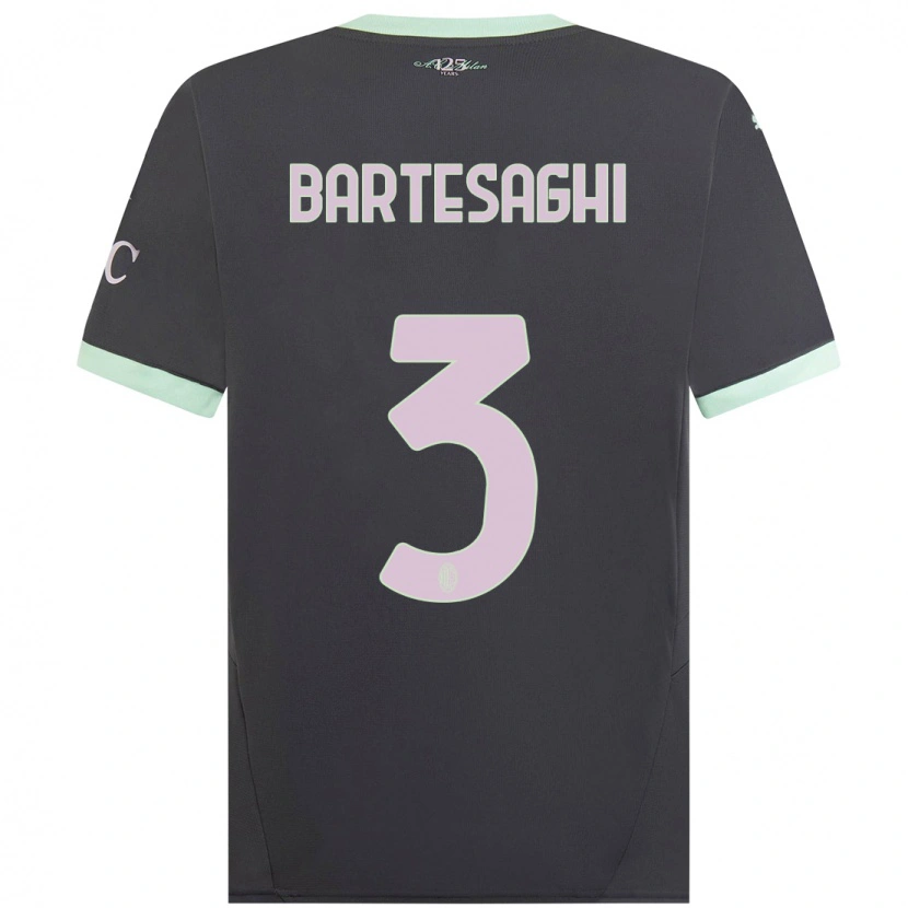 Danxen Donna Maglia Davide Bartesaghi #3 Grigio Kit Gara Third 2024/25 Maglietta