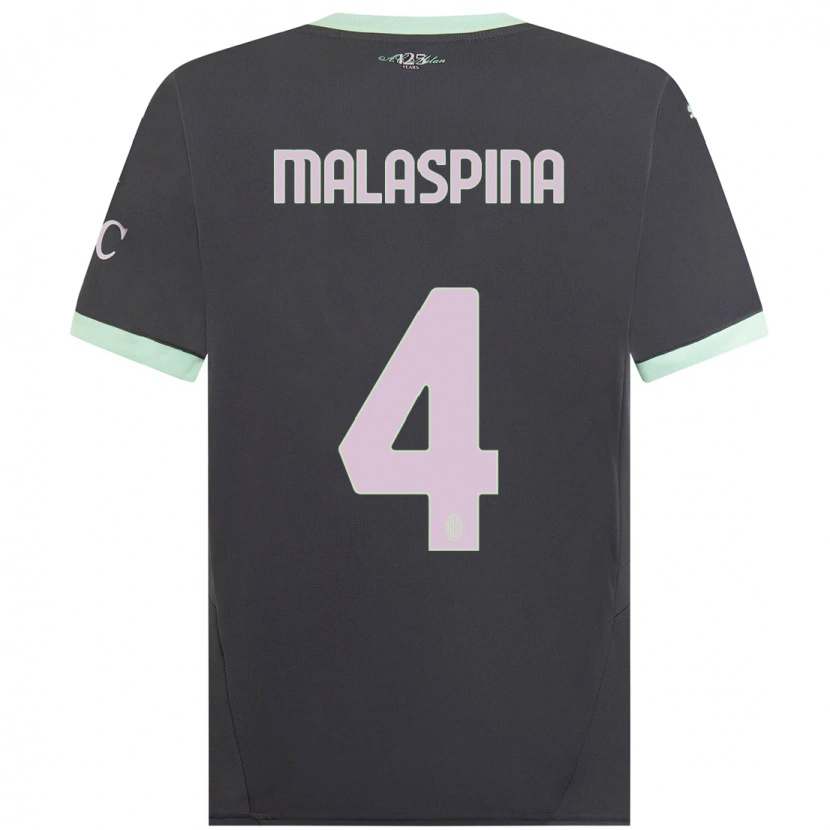 Danxen Donna Maglia Mattia Malaspina #4 Grigio Kit Gara Third 2024/25 Maglietta