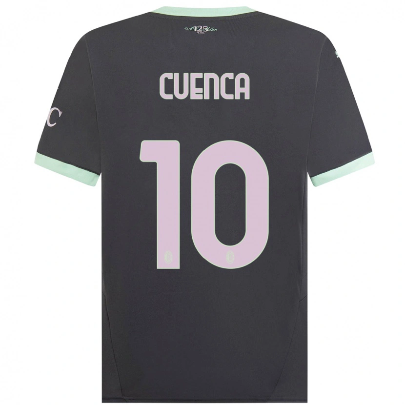 Danxen Donna Maglia Hugo Cuenca #10 Grigio Kit Gara Third 2024/25 Maglietta