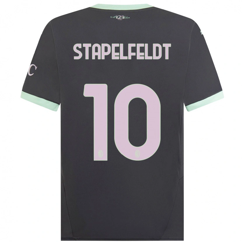 Danxen Donna Maglia Nina Stapelfeldt #10 Grigio Kit Gara Third 2024/25 Maglietta