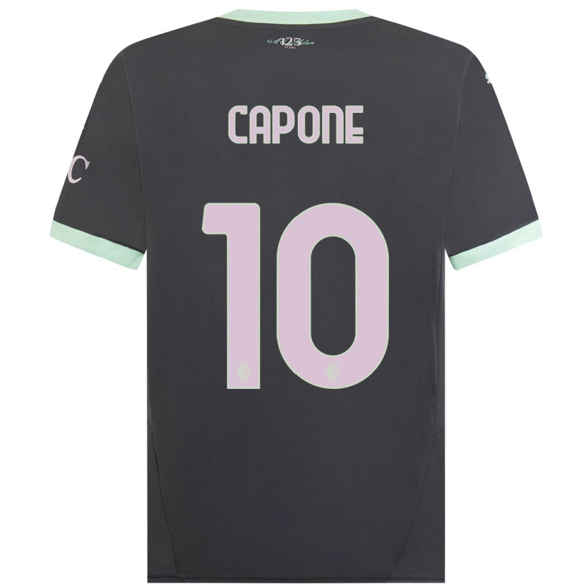 Danxen Donna Maglia Andrea Capone #10 Grigio Kit Gara Third 2024/25 Maglietta