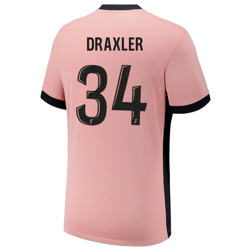 Danxen Donna Maglia Julian Draxler #34 Rosa Ruggine Kit Gara Third 2024/25 Maglietta