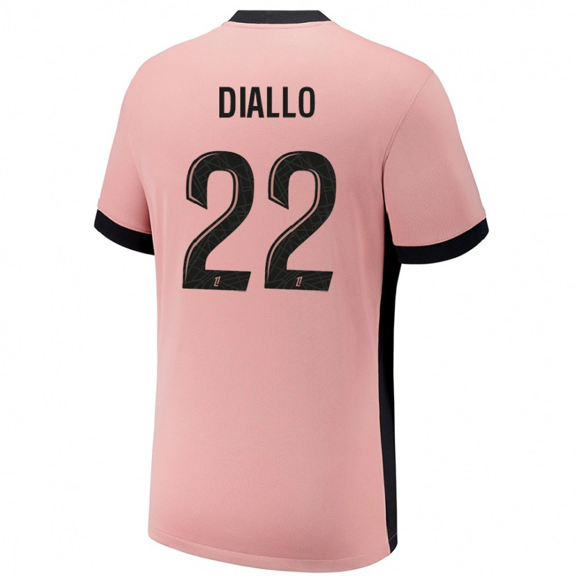 Danxen Donna Maglia Abdou Diallo #22 Rosa Ruggine Kit Gara Third 2024/25 Maglietta