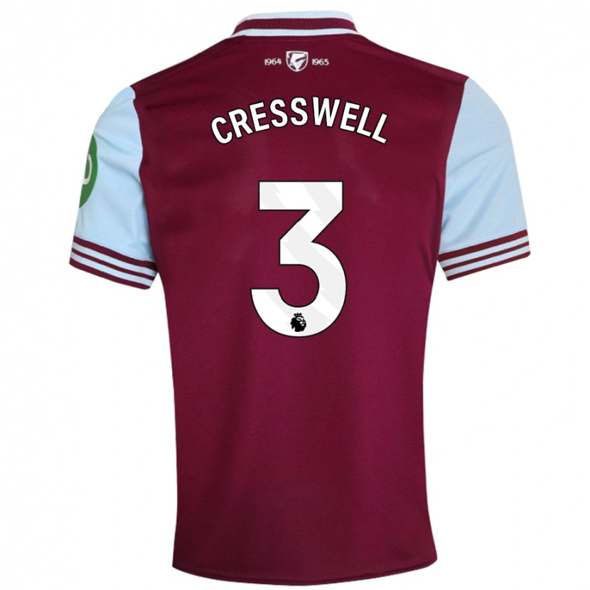 Danxen Bambino Maglia Aaron Cresswell #3 Rosso Scuro Kit Gara Home 2024/25 Maglietta