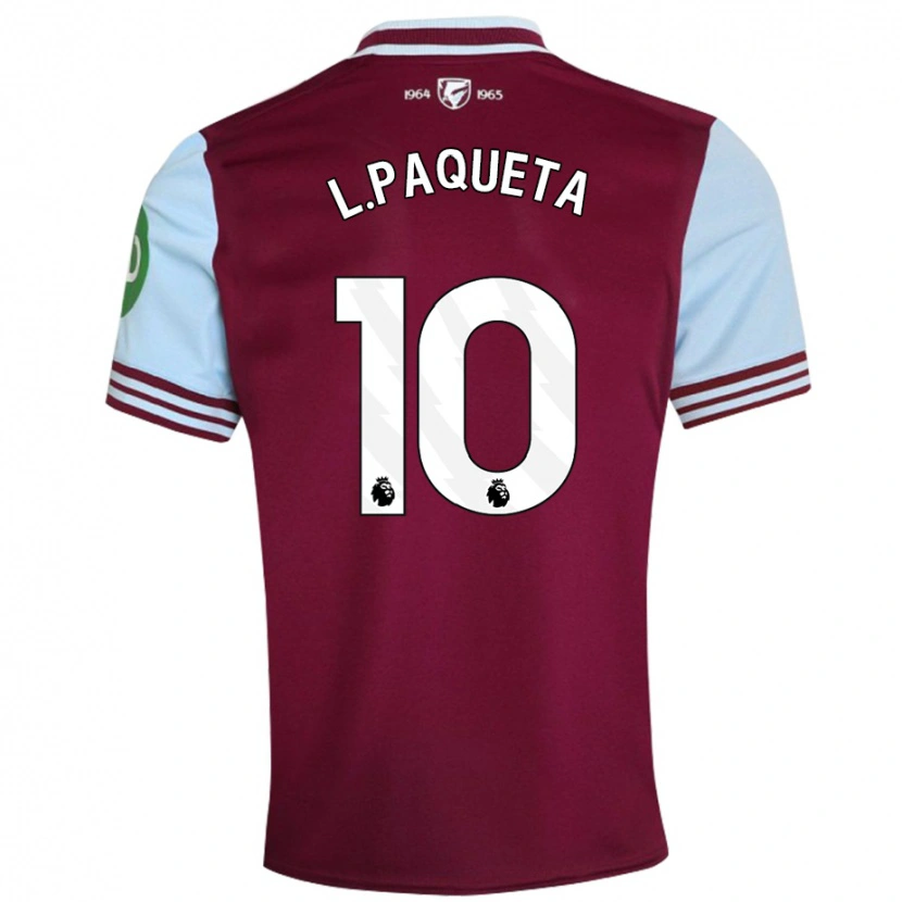 Danxen Bambino Maglia Lucas Paquetá #10 Rosso Scuro Kit Gara Home 2024/25 Maglietta
