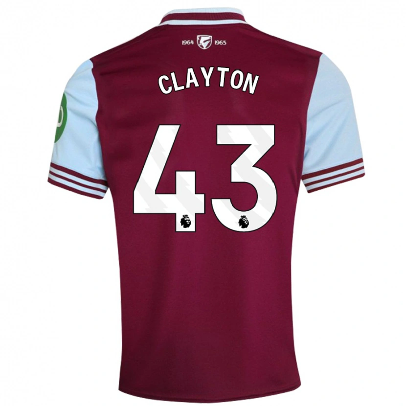 Danxen Bambino Maglia Regan Clayton #43 Rosso Scuro Kit Gara Home 2024/25 Maglietta