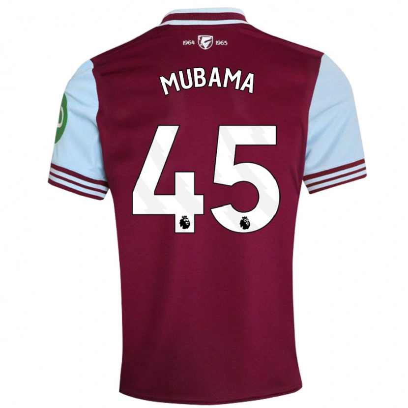 Danxen Bambino Maglia Divin Mubama #45 Rosso Scuro Kit Gara Home 2024/25 Maglietta