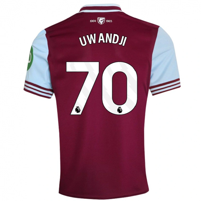 Danxen Bambino Maglia Blaise Uwandji #70 Rosso Scuro Kit Gara Home 2024/25 Maglietta