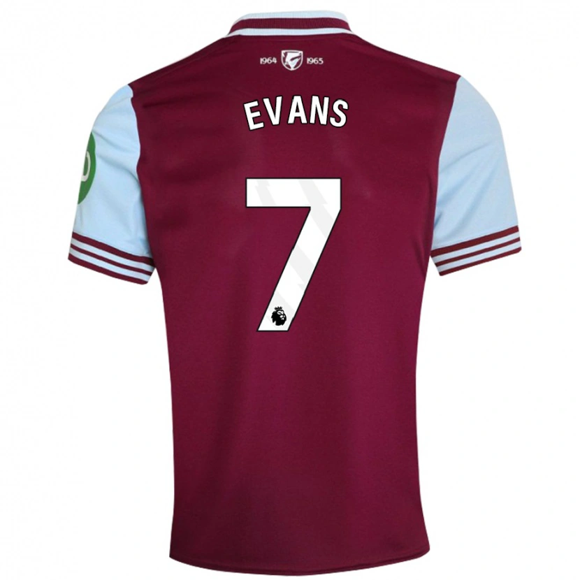 Danxen Bambino Maglia Lisa Evans #7 Rosso Scuro Kit Gara Home 2024/25 Maglietta
