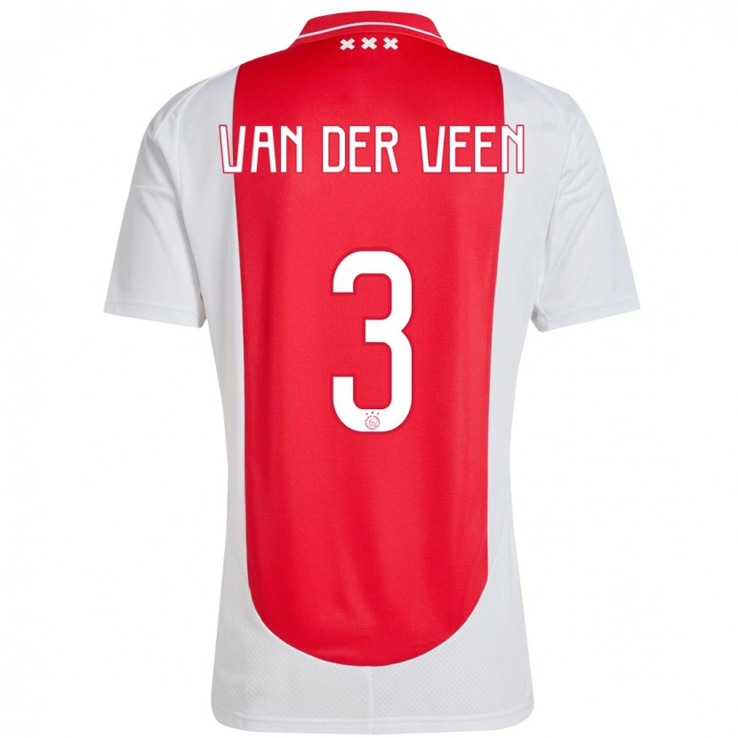 Danxen Bambino Maglia Roos Van Der Veen #3 Rosso Bianco Kit Gara Home 2024/25 Maglietta