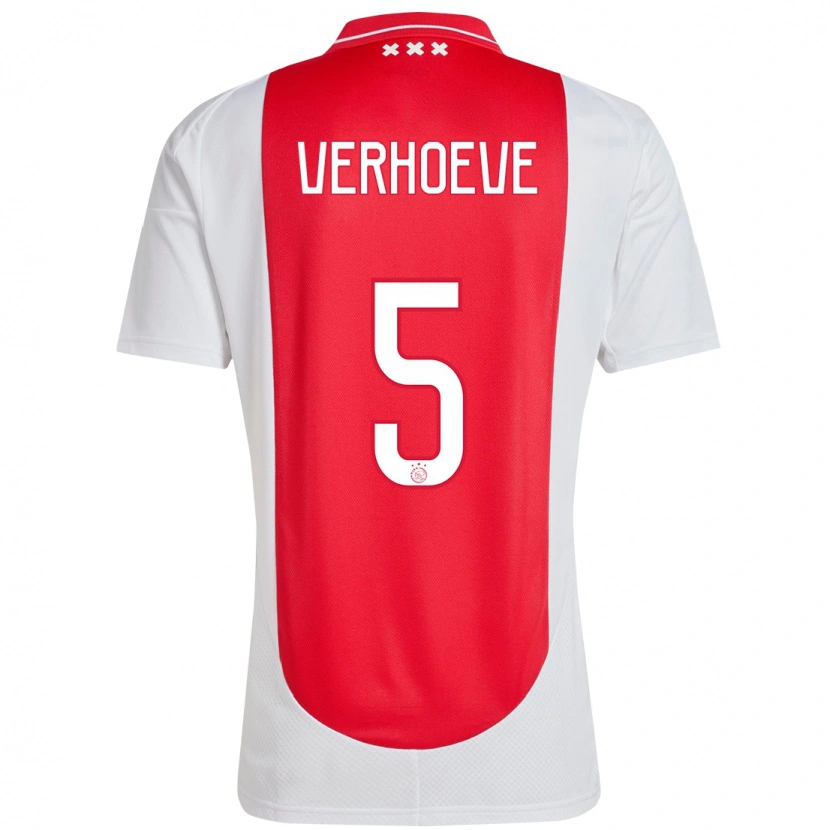 Danxen Bambino Maglia Soraya Verhoeve #5 Rosso Bianco Kit Gara Home 2024/25 Maglietta