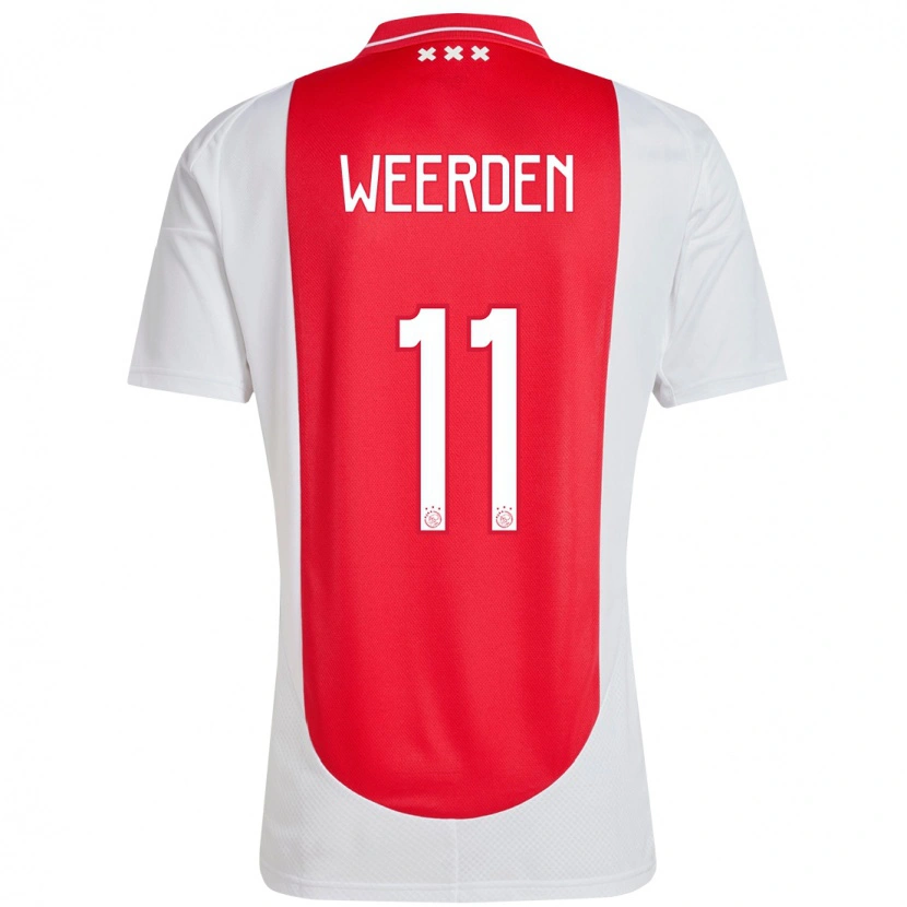 Danxen Bambino Maglia Ashleigh Weerden #11 Rosso Bianco Kit Gara Home 2024/25 Maglietta