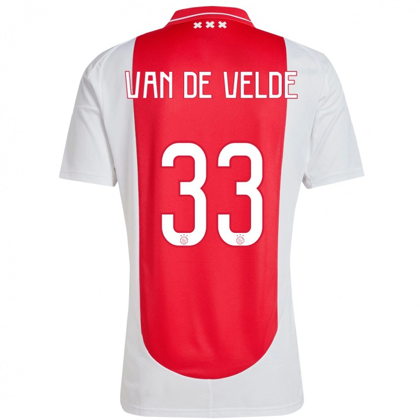 Danxen Bambino Maglia Jonna Van De Velde #33 Rosso Bianco Kit Gara Home 2024/25 Maglietta