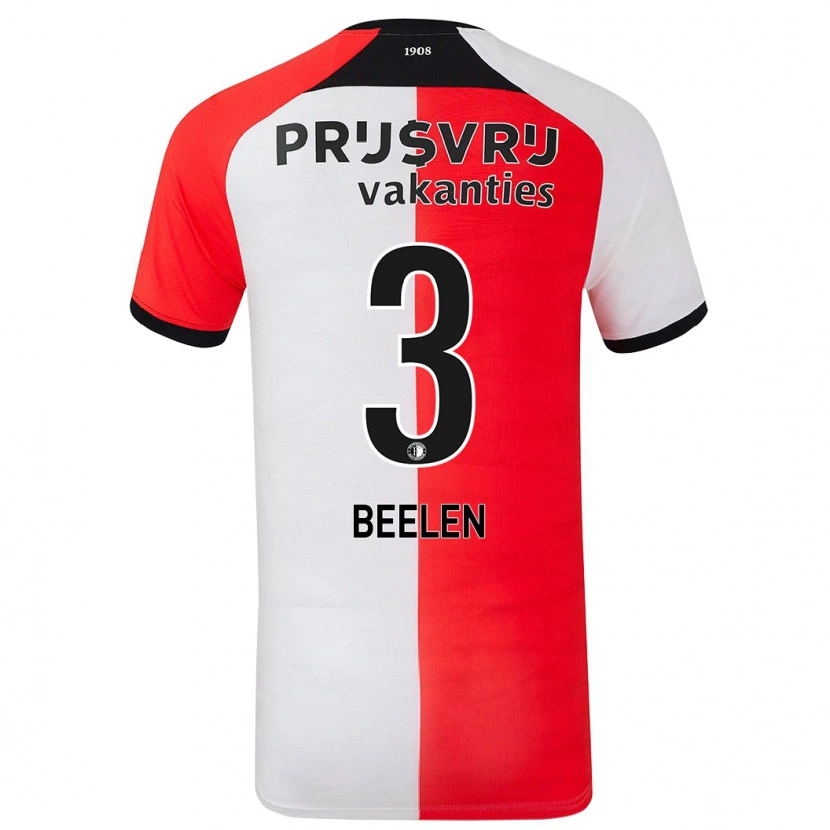 Danxen Bambino Maglia Thomas Beelen #3 Rosso Bianco Kit Gara Home 2024/25 Maglietta