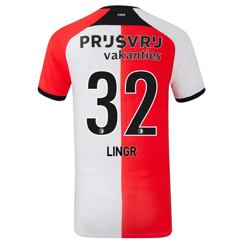 Danxen Bambino Maglia Ondrej Lingr #32 Rosso Bianco Kit Gara Home 2024/25 Maglietta