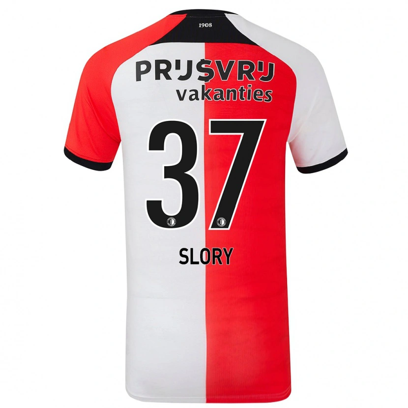 Danxen Bambino Maglia Jaden Slory #37 Rosso Bianco Kit Gara Home 2024/25 Maglietta