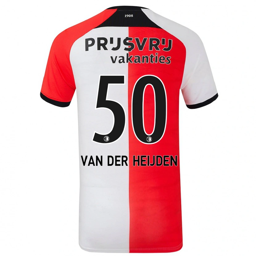Danxen Bambino Maglia Délano Van Der Heijden #50 Rosso Bianco Kit Gara Home 2024/25 Maglietta