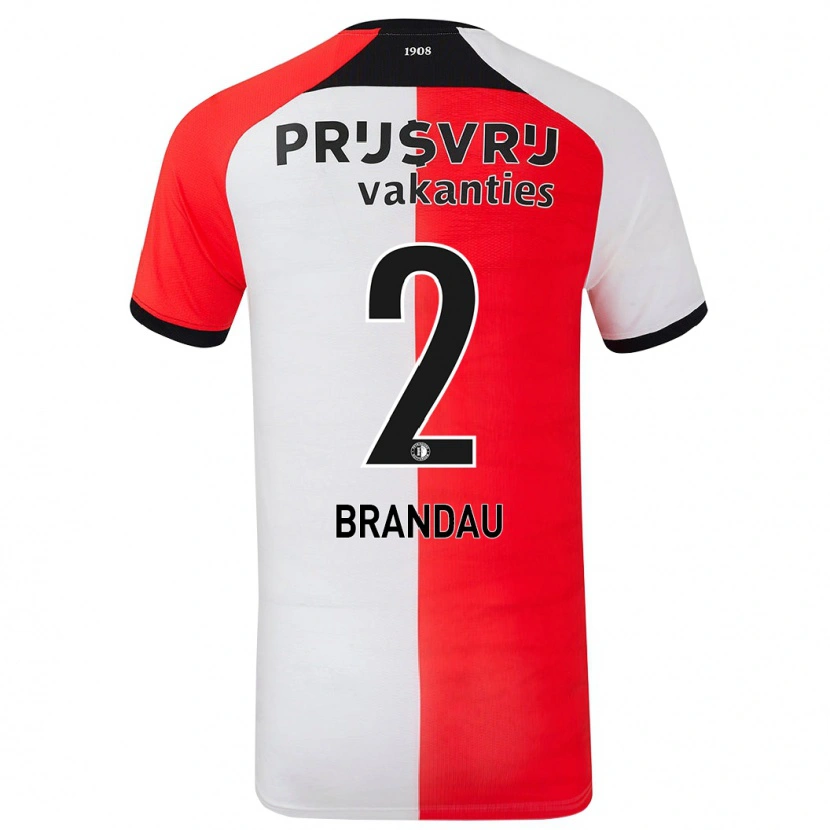 Danxen Bambino Maglia Justine Brandau #2 Rosso Bianco Kit Gara Home 2024/25 Maglietta