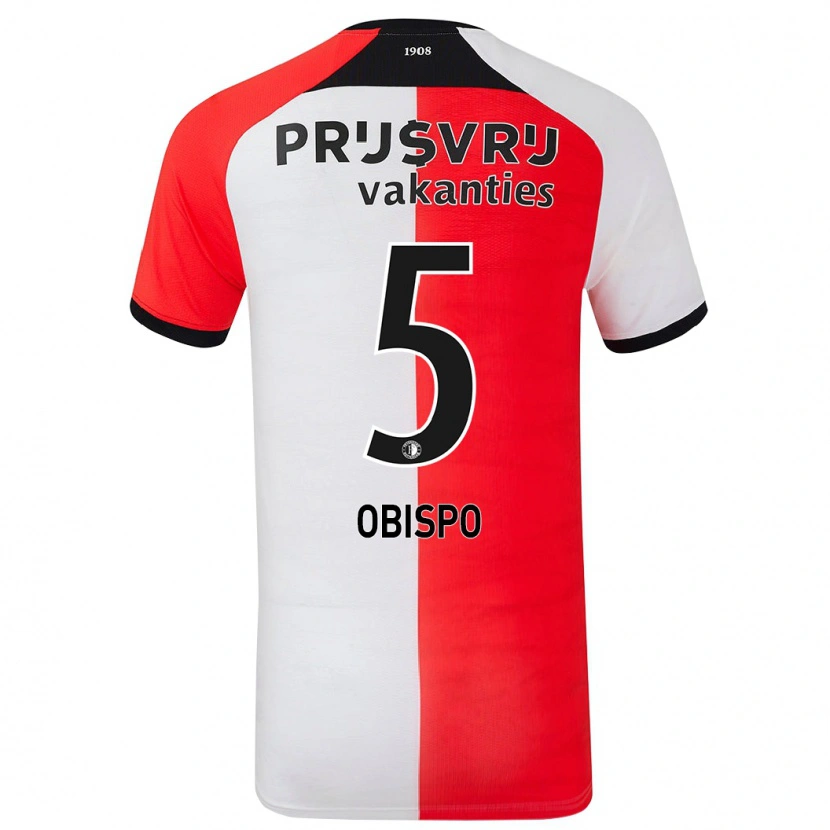 Danxen Bambino Maglia Celainy Obispo #5 Rosso Bianco Kit Gara Home 2024/25 Maglietta