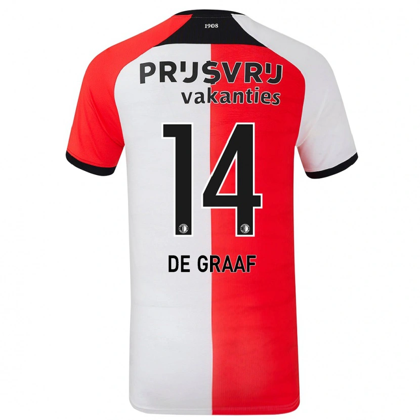 Danxen Bambino Maglia Esmee De Graaf #14 Rosso Bianco Kit Gara Home 2024/25 Maglietta