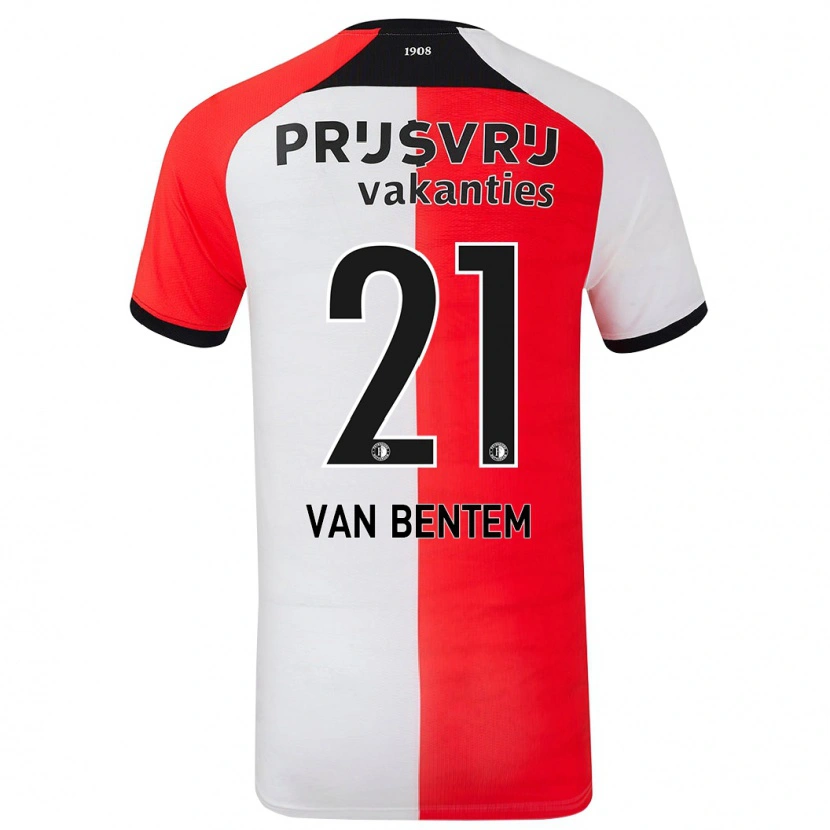 Danxen Bambino Maglia Tess Van Bentem #21 Rosso Bianco Kit Gara Home 2024/25 Maglietta