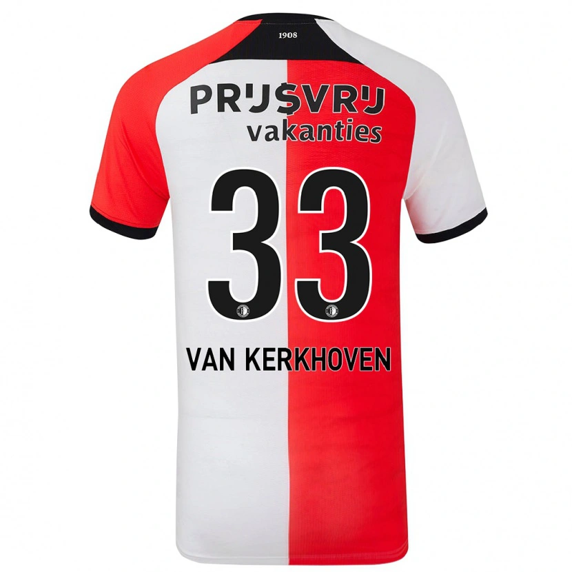 Danxen Bambino Maglia Ella Van Kerkhoven #33 Rosso Bianco Kit Gara Home 2024/25 Maglietta