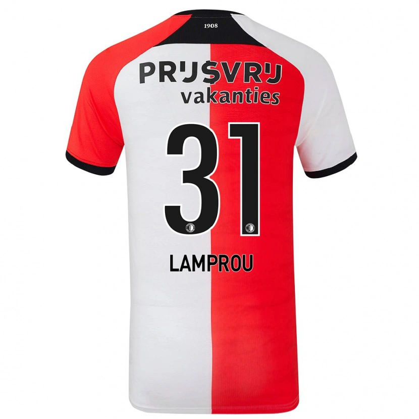 Danxen Bambino Maglia Kostas Lamprou #31 Rosso Bianco Kit Gara Home 2024/25 Maglietta