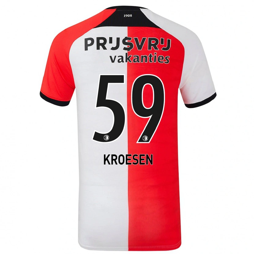 Danxen Bambino Maglia Jaimy Kroesen #59 Rosso Bianco Kit Gara Home 2024/25 Maglietta