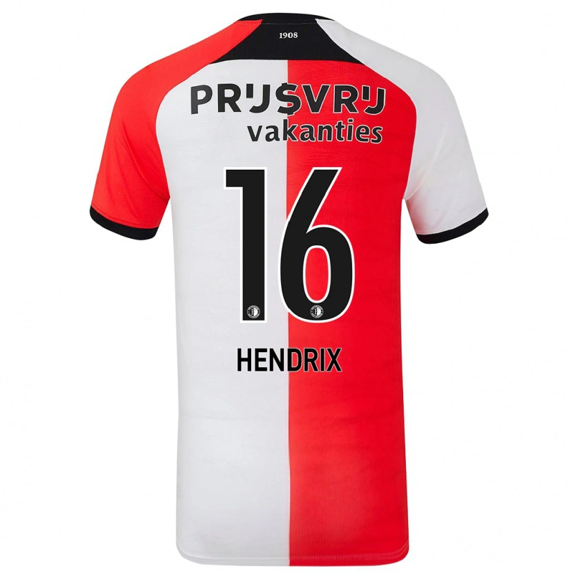 Danxen Bambino Maglia Jorrit Hendrix #16 Rosso Bianco Kit Gara Home 2024/25 Maglietta