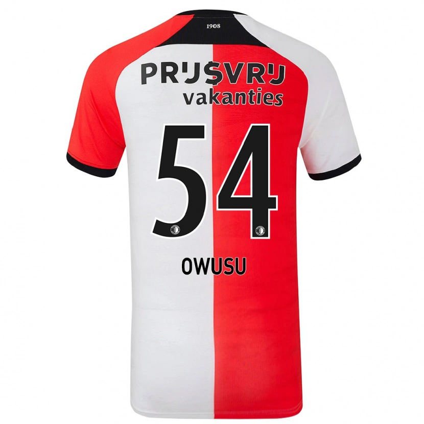 Danxen Bambino Maglia Denzel Owusu #54 Rosso Bianco Kit Gara Home 2024/25 Maglietta