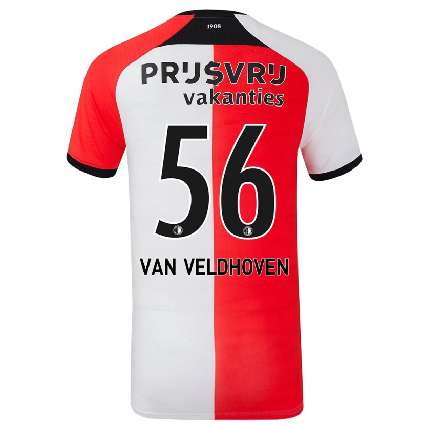 Danxen Bambino Maglia Kars Van Veldhoven #56 Rosso Bianco Kit Gara Home 2024/25 Maglietta