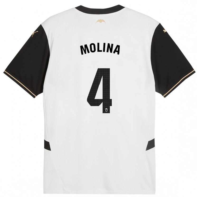 Danxen Bambino Maglia María Molina #4 Bianco Nero Kit Gara Home 2024/25 Maglietta