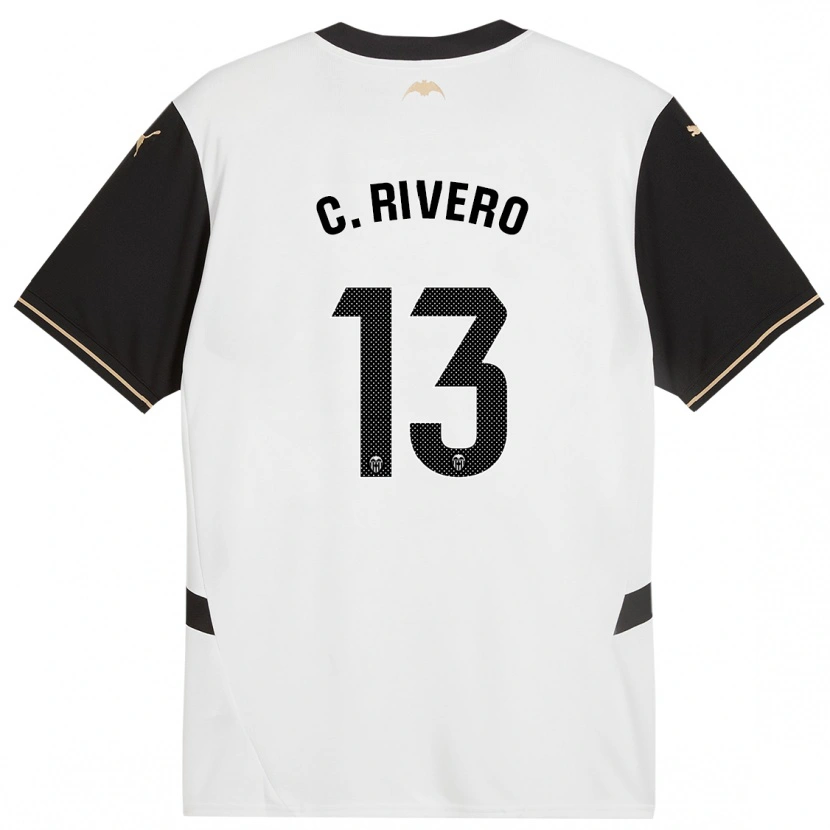 Danxen Bambino Maglia Cristian Rivero #13 Bianco Nero Kit Gara Home 2024/25 Maglietta